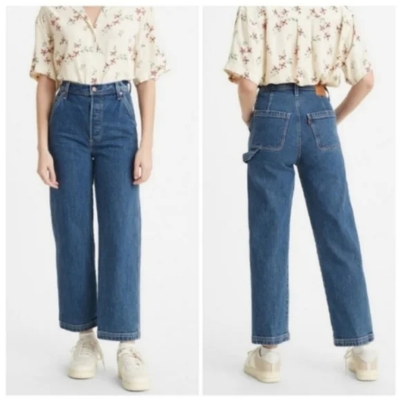 Levi's Ribcage Ankle Utility Straight Leg Jean Nine to Five Carpenter Pants - Picture 4 of 13